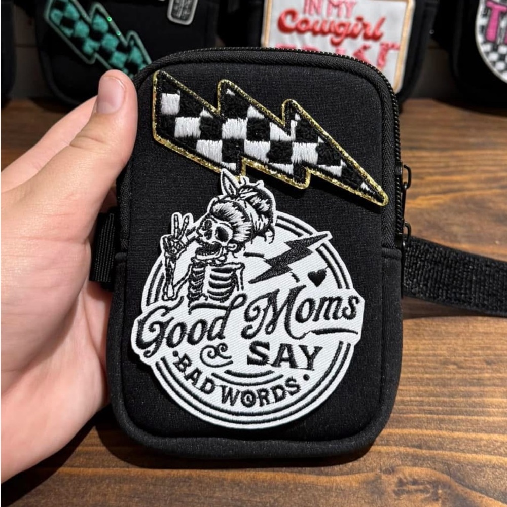 Adjustable Black Cup Bag with Personalized Patches for Stanley or Tumbler